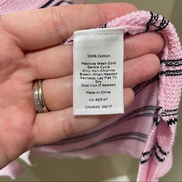 Talbots Striped Bell Sleeve Cotton Tunic Sweater Pink Women's Size Large - Picture 6 of 7